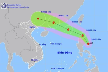 Vị trí và hướng di chuyển của bão Ma-on. (Nguồn: nchmf.gov.vn)