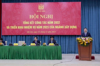Bộ trưởng Xây dựng Nguyễn Thanh Nghị phát biểu tại Hội nghị.