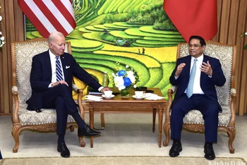 Thủ tướng Phạm Minh Chính và Tổng thống Hoa Kỳ Joe Biden tại buổi hội kiến.