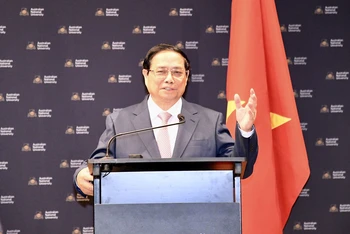 Thủ tướng Phạm Minh Chính phát biểu ý kiến tại Diễn đàn Hợp tác giáo dục Việt Nam-Australia.