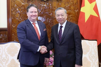 Chủ tịch nước Tô Lâm tiếp Đại sứ Hoa Kỳ tại Việt Nam Marc Knapper. (Ảnh: TTXVN)