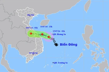 Vị trí và hướng di chuyển của áp thấp nhiệt đới. (Nguồn: nchmf.gov.vn)