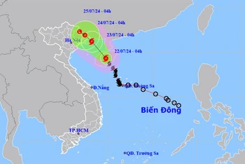 Vị trí và hướng di chuyển của bão số 2. (Nguồn: nchmf.gov.vn)