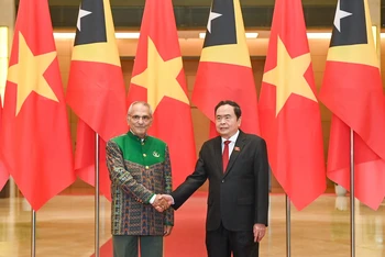 Chủ tịch Quốc hội Trần Thanh Mẫn và Tổng thống Timor-Leste Jose Ramos-Horta. (Ảnh: Duy Linh)