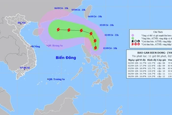 Vị trí và hướng di chuyển của bão Yagi. (Nguồn: nchmf.gov.vn)