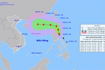 Vị trí và hướng di chuyển của bão Yagi. (Nguồn: nchmf.gov.vn)