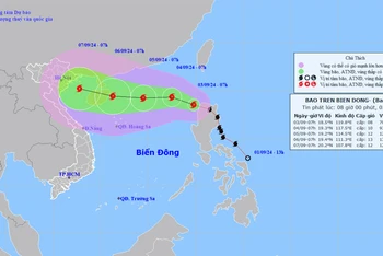 Vị trí và hướng di chuyển của bão số 3. (Nguồn: nchmf.gov.vn)