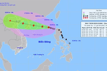 Vị trí và hướng di chuyển của bão số 3. (Nguồn: nchmf.gov.vn)