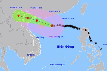 Vị trí và hướng di chuyển của bão số 3. (Nguồn: nchmf.gov.vn)