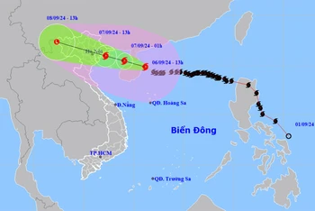 Vị trí và hướng di chuyển của bão số 3. (Nguồn: nchmf.gov.vn)