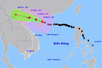 Vị trí và hướng di chuyển của bão số 3. (Nguồn: nchmf.gov.vn)