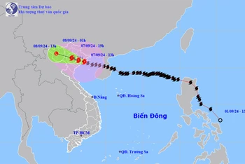 Vị trí và hướng di chuyển của bão số 3. (Nguồn: nchmf.gov.vn)