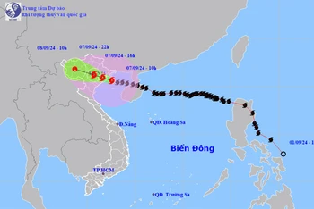 Vị trí và hướng di chuyển của bão số 3. (Nguồn: nchmf.gov.vn)