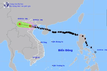 Vị trí và hướng di chuyển của áp thấp nhiệt đới (suy yếu từ bão số 3). (Nguồn: nchmf.gov.vn)