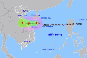 Vị trí và hướng di chuyển của bão số 4. (Nguồn: nchmf.gov.vn)