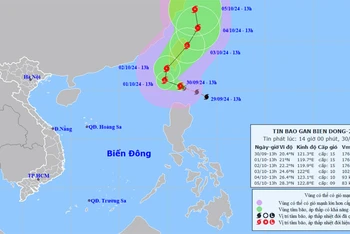 Vị trí và hướng di chuyển của bão Krathon. (Nguồn: nchmf.gov.vn)