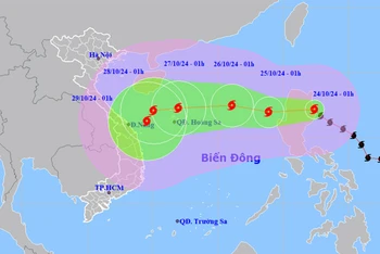 Vị trí và hướng di chuyển của bão Trà Mi. (Nguồn: nchmf.gov.vn)