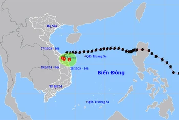 Vị trí và hướng di chuyển của áp thấp nhiệt đới (suy yếu từ bão số 6). (Nguồn: nchmf.gov.vn)