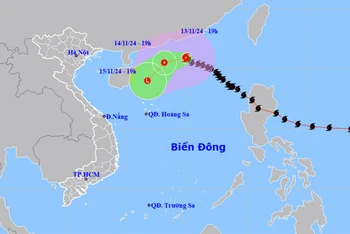 Vị trí và hướng di chuyển của bão số 8. (Nguồn: nchmf.gov.vn)