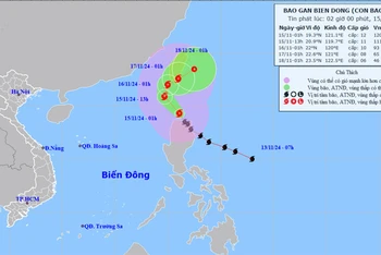 Vị trí và hướng di chuyển của bão Usagi. (Nguồn: nchmf.gov.vn)