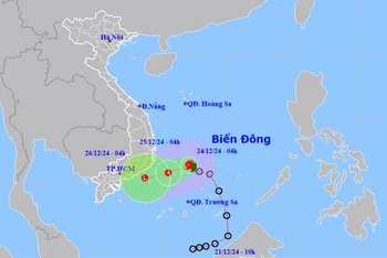 Vị trí và hướng di chuyển của bão số 10. (Nguồn: nchmf.gov.vn)