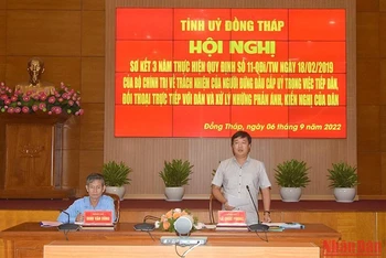 Bí thư Tỉnh ủy Đồng Tháp Lê Quốc Phong phát biểu kết luận hội nghị.