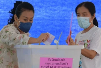 Ảnh minh họa: Một cử tri bỏ phiếu tại quận Huai Khwang, Bangkok.