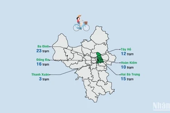 [Infographic] Người dân có thể thuê xe đạp công cộng tại những quận nào ở Hà Nội?