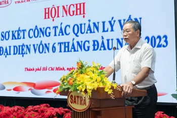 Ông Võ Hữu Hạnh, Chi cục trưởng Chi cục Tài chính doanh nghiệp phát biểu tại Hội nghị.