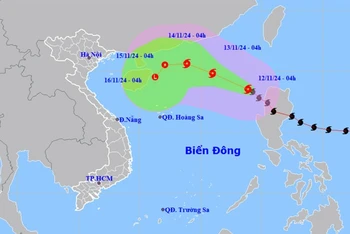 Vị trí và hướng di chuyển của bão số 8. (Nguồn: nchmf.gov.vn)