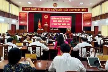 Quang cảnh kỳ họp Hội đồng nhân dân tỉnh Ninh Thuận lần thứ 16 (kỳ họp chuyên đề), khóa 11, nhiệm kỳ 2021-2026.