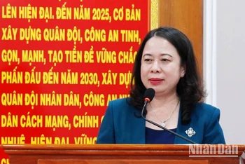 Phó Chủ tịch nước Võ Thị Ánh Xuân phát biểu chúc Tết cán bộ chiến sĩ công an Long An
