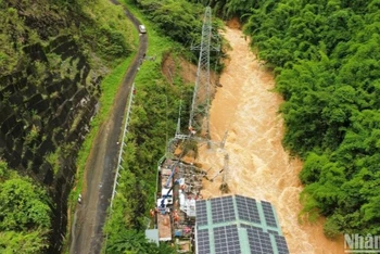 Sạt lở Trạm biến áp 110KV Nhà máy thủy điện Đắk Nông 2 trên suối Đắk Nông do bị xói lỡ 