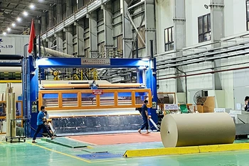 Vận hành dây chuyền sản xuất giấy tại Công ty TNHH Miza Nghi Sơn.
