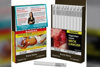 Canada dán nhãn cảnh báo tác hại của thuốc lá. (Ảnh THE CANADIAN PRESS)
