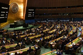 Đại hội đồng Liên hợp quốc ngày 21/3 đã thông qua nghị quyết đầu tiên của Liên hợp quốc về trí tuệ nhân tạo (AI). (Ảnh AFP)
