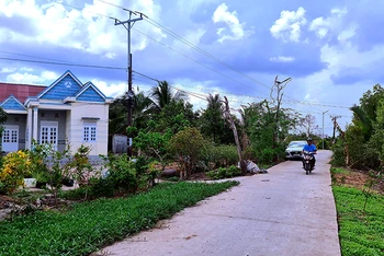 Vùng quê huyện Đầm Dơi (tỉnh Cà Mau) có thêm nhiều tuyến đường nhỏ hẹp được đầu tư, nâng cấp, đất trống vùng mặn được phủ xanh rau màu.