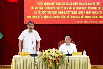 Đồng chí Lê Minh Hưng phát biểu tại cuộc kiểm tra.