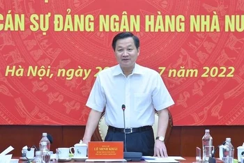 Phó Thủ tướng Chính phủ Lê Minh Khái phát biểu tại Hội nghị. (Ảnh: baochinhphu.vn)