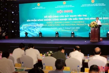 Quang cảnh Hội nghị kết nối cung cầu tiêu thụ sản phẩm công nghiệp, nông nghiệp cho tỉnh Thái Bình.