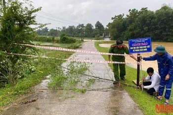 Một điểm ngập tại huyện Hương Khê, Hà Tĩnh.
