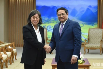 Thủ tướng Phạm Minh Chính tiếp Đại diện Thương mại Hoa Kỳ Katherine Tai. 
