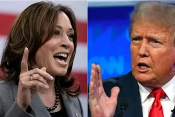 Phó Tổng thống Mỹ Kamala Harris (trái) và cựu Tổng thống Donald Trump. (Ảnh: AP/TTXVN)