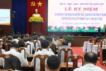 Quang cảnh lễ kỷ niệm 120 năm Ngày sinh đồng chí Nguyễn Trác, nguyên Bí thư Tỉnh ủy, Phó Bí thư xứ ủy Trung Kỳ.