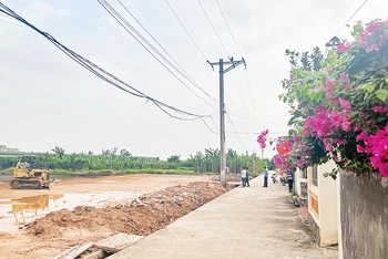 Khu tái định cư phục vụ dự án đường vành đai 4 - Vùng Thủ đô vừa được huyện Thường Tín khởi công xây dựng tại xã Hồng Vân. (Ảnh Duy Linh)