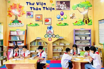 Thư viện Trường tiểu học thị trấn Quất Lâm, huyện Giao Thủy, tỉnh Nam Định. (Ảnh HÀ THU)