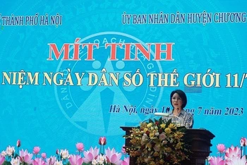 Giám đốc Sở Y tế Hà Nội phát biểu tại Lễ kỷ niệm Ngày Dân số thế giới 11/7.