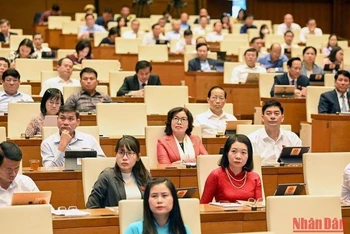 Các đại biểu Quốc hội tham dự phiên họp tại Hội trường Diên Hồng.