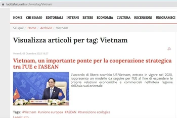 Ảnh chụp màn hình bài viết trên trang La Città Futura