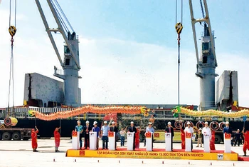 Tập đoàn Hoa Sen xuất khẩu lô hàng tôn qua Cảng quốc tế Nghi Sơn (Thanh Hóa).
